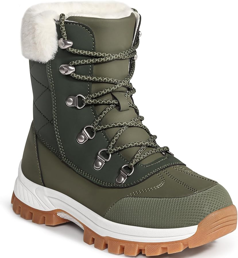 Women's Waterproof Winter Snow Boots丨Warm Faux Fur Lined Insulated Lightweight Non-Slip Lace-Up... | Amazon (US)