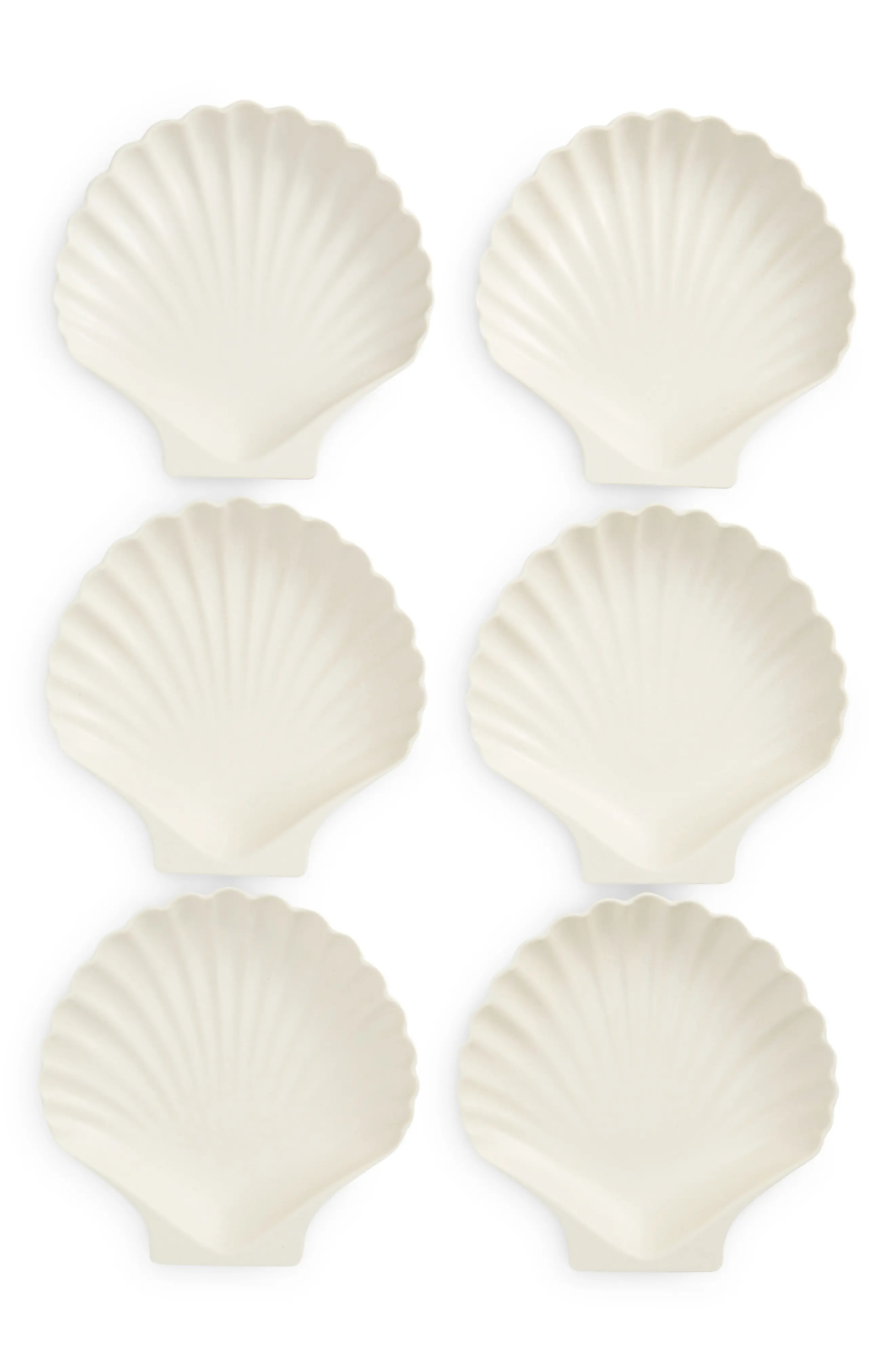 Meri Meri Shell Set of 6 Reusable Bamboo Party Plates in Assorted at Nordstrom | Nordstrom