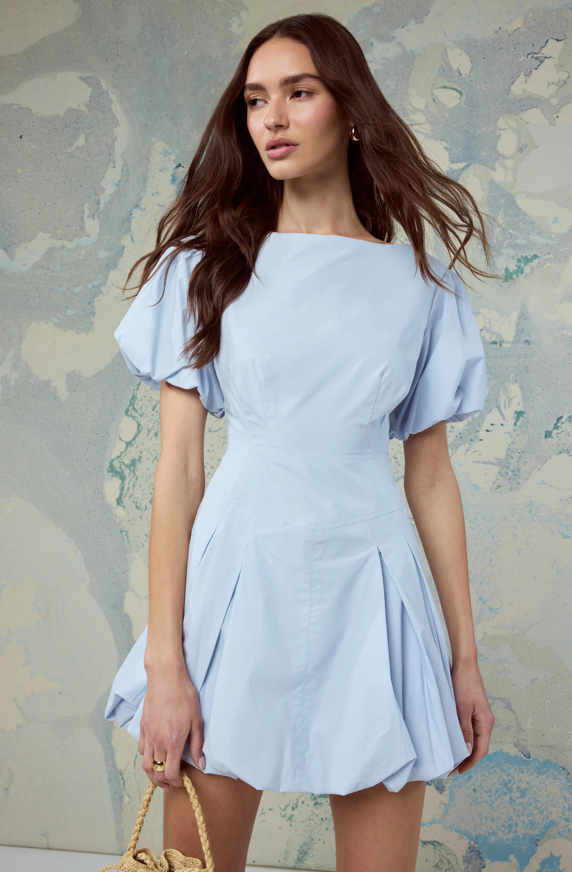 Kattie Puff Sleeve Bubble Mini Dress - Light blue / XS | ASTR The Label (US)
