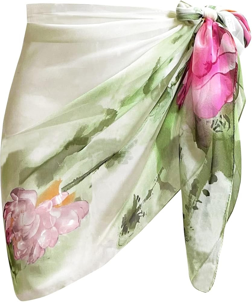 Women's Short Sarong Wrap Skirt Chiffon Swimsuit Cover up Beach Pareo Wraps | Amazon (US)
