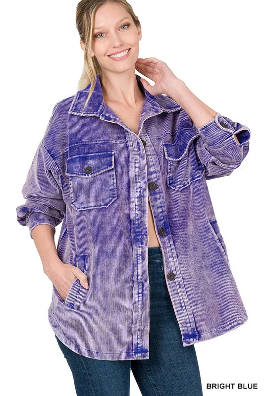Premium Vintage Wash Oversized Corduroy Shacket | Casual Chic Boutique