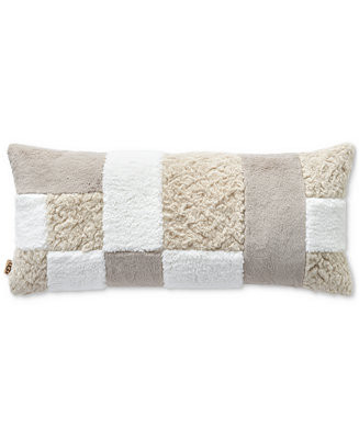 UGG® Orly Patchwork Faux Fur Bolster Decorative Pillow, 16" x 30" - Macy's | Macy's