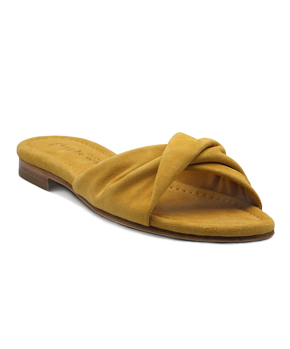 Bettye Muller Designer Women's Sandals YELLOW-KS - Yellow Twist-Accent Score Suede Slide - Women | Zulily