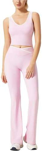 RXRXCOCO Women 2 Piece Workout Sets Flare Leggings Scrunch Butt Lifting Crop Tank Matching Set Co... | Amazon (US)