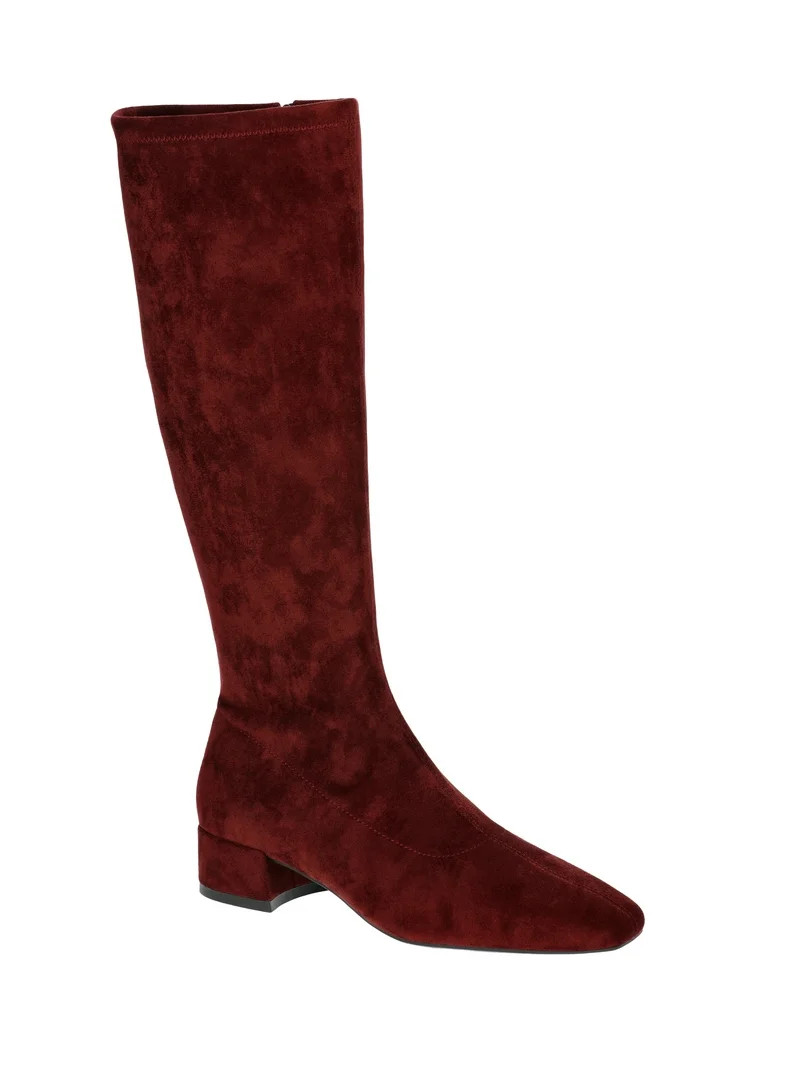 Scoop Women's Faux Suede Knee High Stretch Block Heel Boots (Wide Width Available) | Walmart (US)