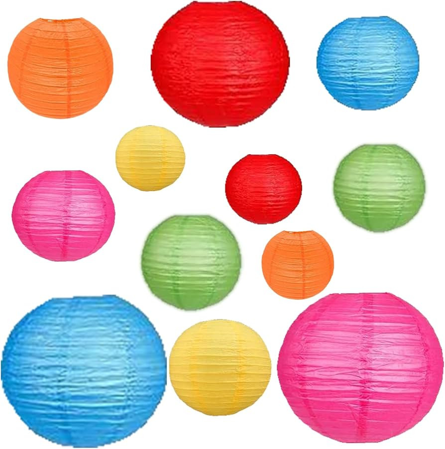 12Pcs Paper Lanterns 6”, 8”, 10”, 12”,Paperlanterns Party Decoration, Colorful Paper Lant... | Amazon (US)