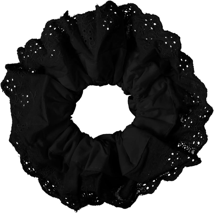 Large Lace Scrunchies Black Hair Ties for Women Oversize Scrunchy Double Layer Jumbo White Lace H... | Amazon (US)