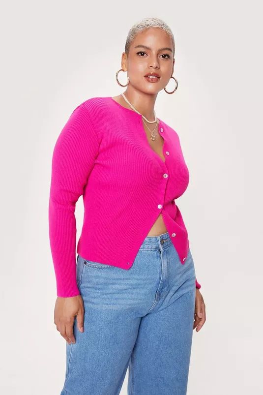Plus Size Knitted Button Down Cardigan | Nasty Gal (US)