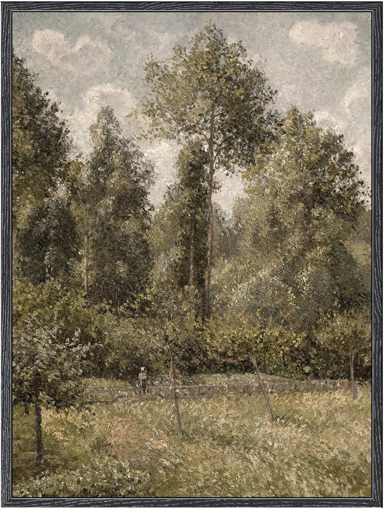 InSimSea Black Framed Canvas Wall Art, Retro Poplars Landscape Painting Artwork, Vintage Nature P... | Amazon (US)