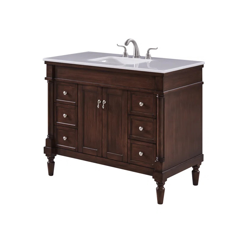 Uriah 42'' Free-standing Single Bathroom Vanity with Marble Vanity Top | Wayfair North America