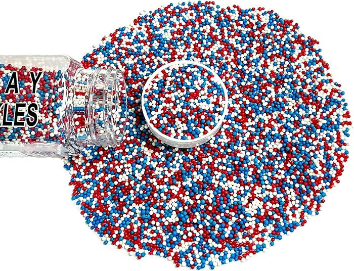 Homipooty Sprinkles Edible Red Blue White Pearl Patriotic Sugar sprinkles 110g/3.88oz 2mm Mini 4t... | Amazon (US)