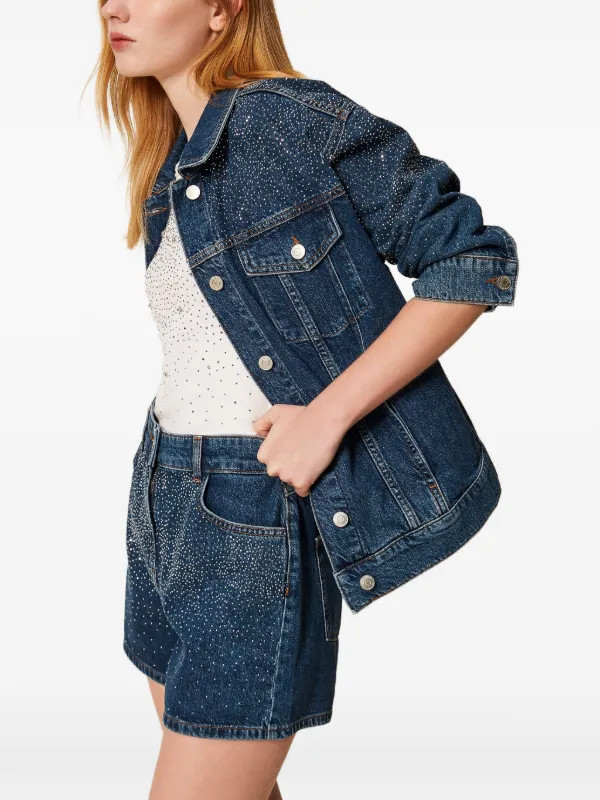 TWINSET Shorts Aus Denim Mit Strass | Blau | FARFETCH DE | Farfetch Global