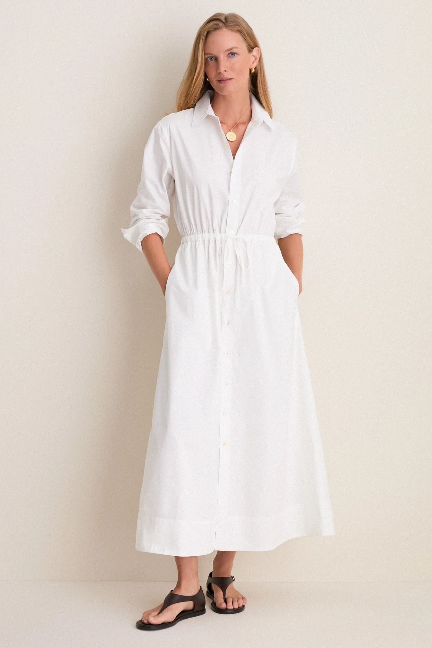 White Cotton Poplin Julien Shirt Dress | Tuckernuck (US)
