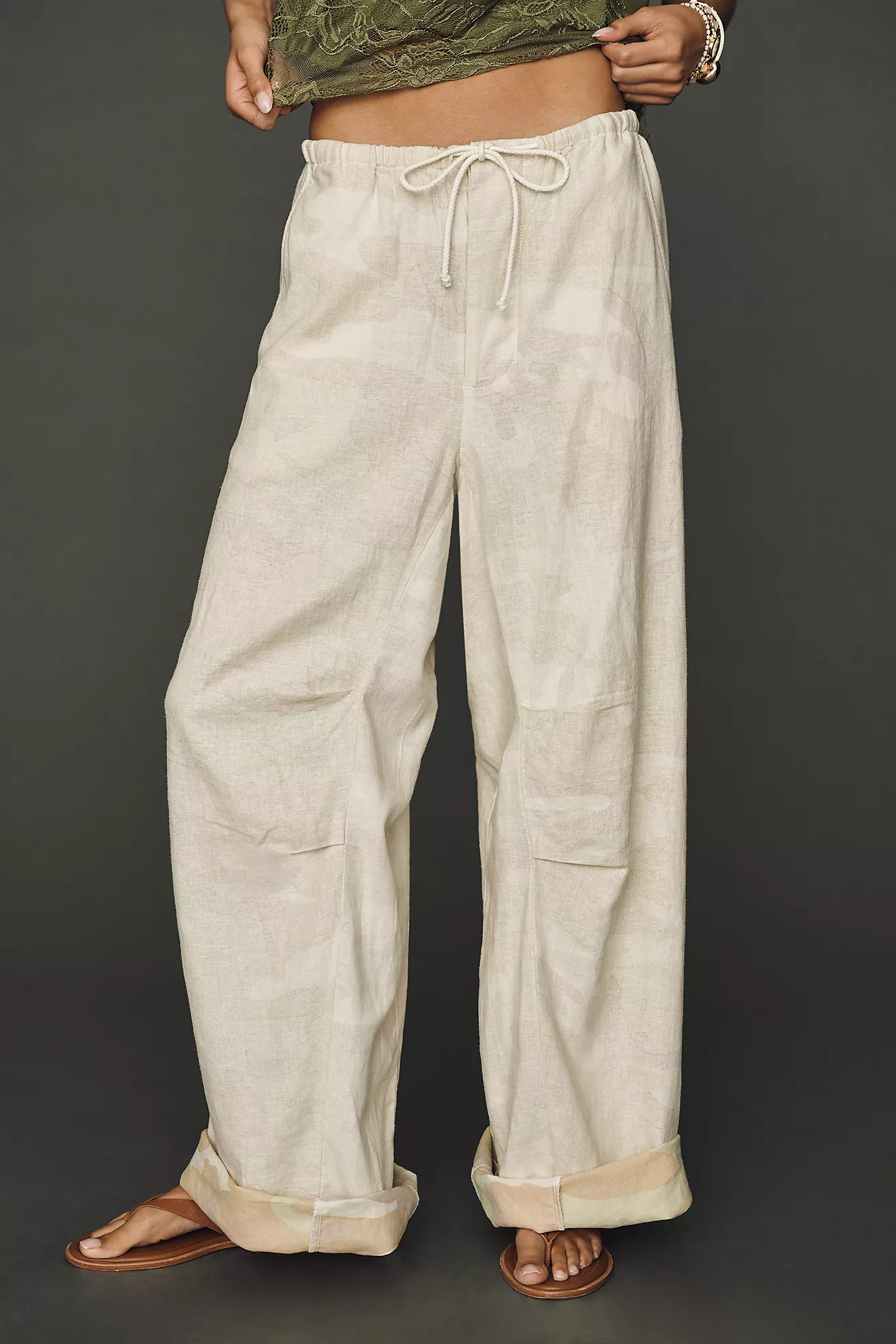 Pilcro Hanna Linen Blend Wide Leg Pants | Anthropologie (US)