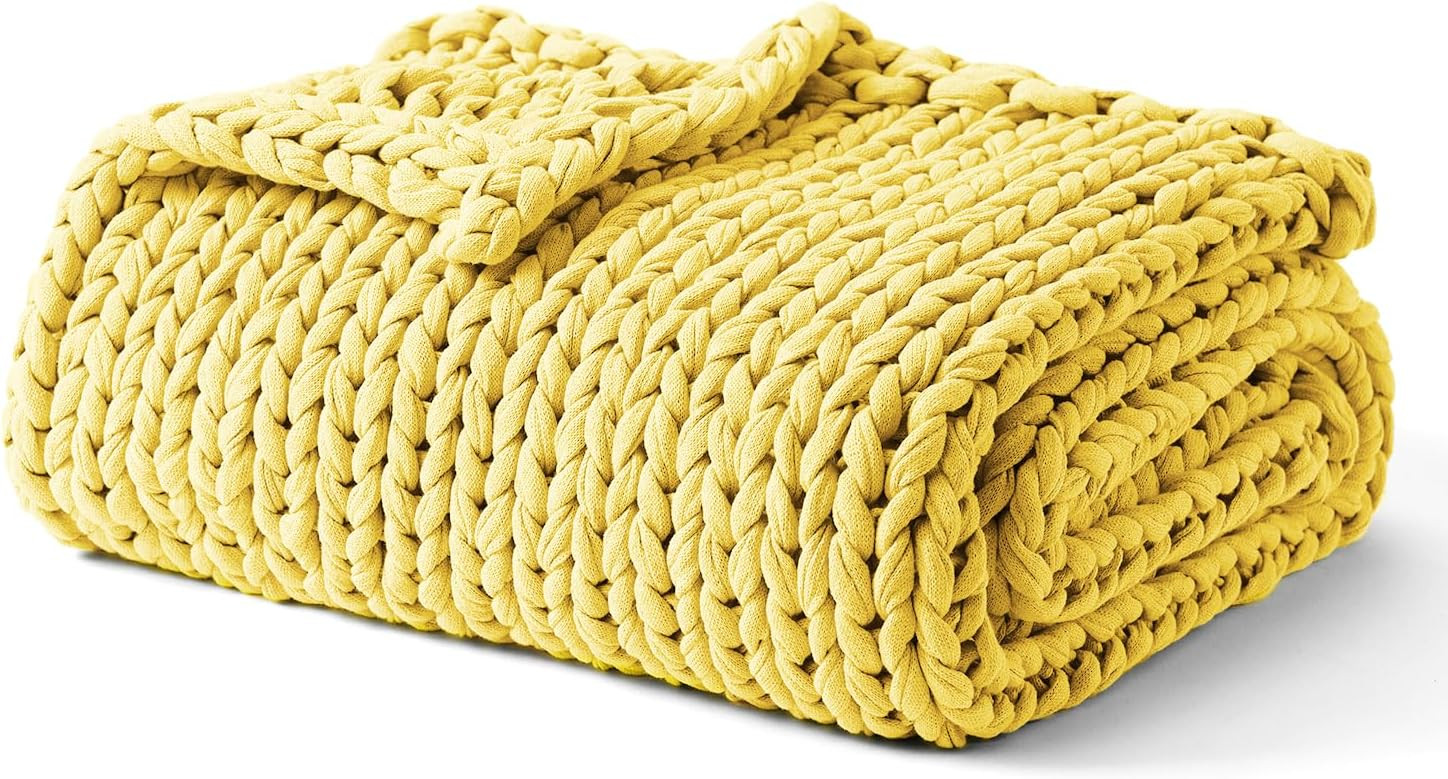 YnM Cooling Weighted Blanket, 100% Cotton Handmade Chunky Knitted Blanket, Weighted Lap, Breathab... | Amazon (US)