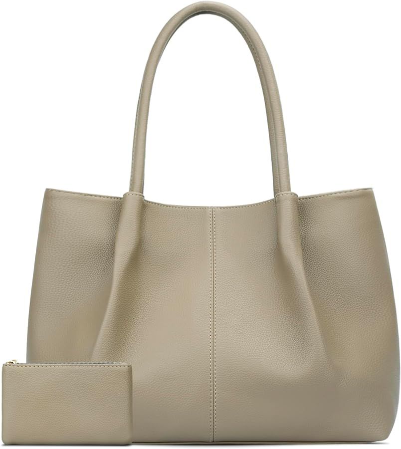 KKXIU Tote Bag for Women Vegan Leather Shoulder Purse Large Capacity Travel Bag | Amazon (US)