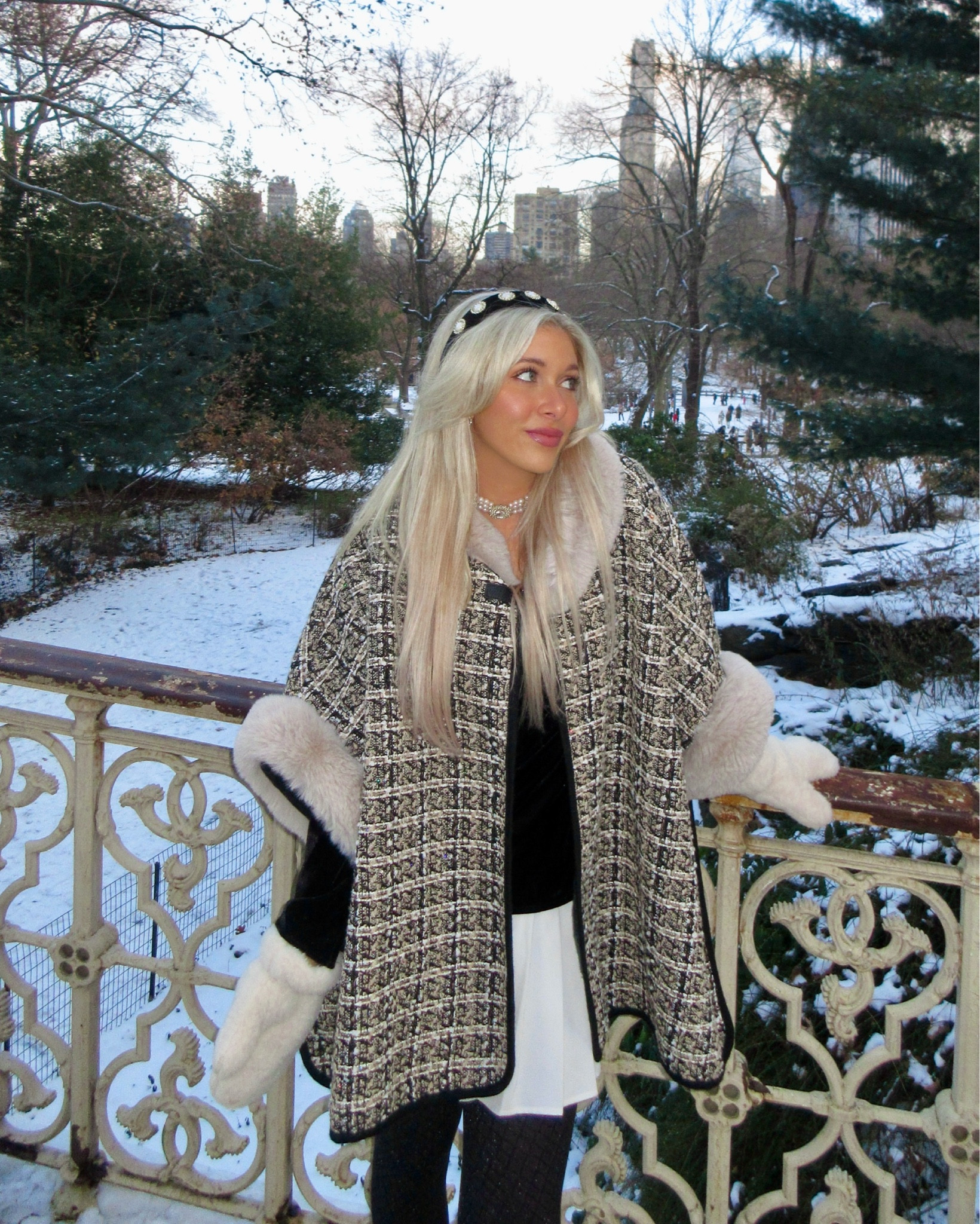 Nyc winter fashion, plaid poncho outfit, chic winter layers, furry mittens, dress and tights style, cold-weather elegance, NYC winter outfit, snowy day fashion inspiration, timeless winter style, city chic in the snow, fashion trends 2025, winter fashion inspiration, old money winter looks, snow style

#LTKNYFW #LTKStyleTip #LTKSeasonal