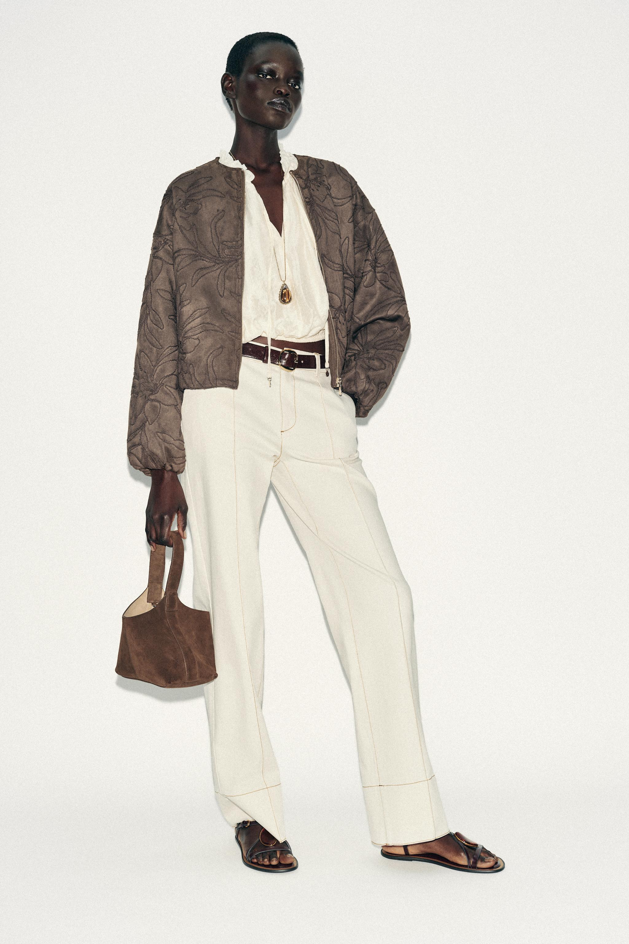 EMBROIDERED FAUX SUEDE BOMBER JACKET | Zara US