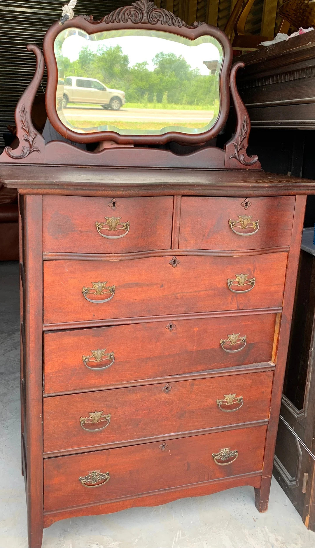 Early Tall Boy Dresser With Mirror - Etsy | Etsy (US)