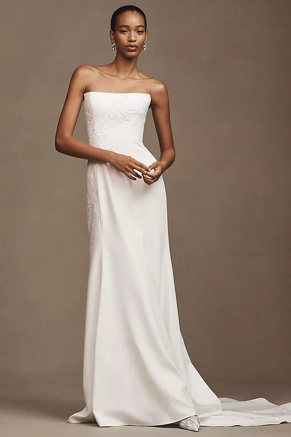 Jenny by Jenny Yoo Tricia Fit & Flare Appliqué Crepe Wedding Gown | Anthropologie (US)