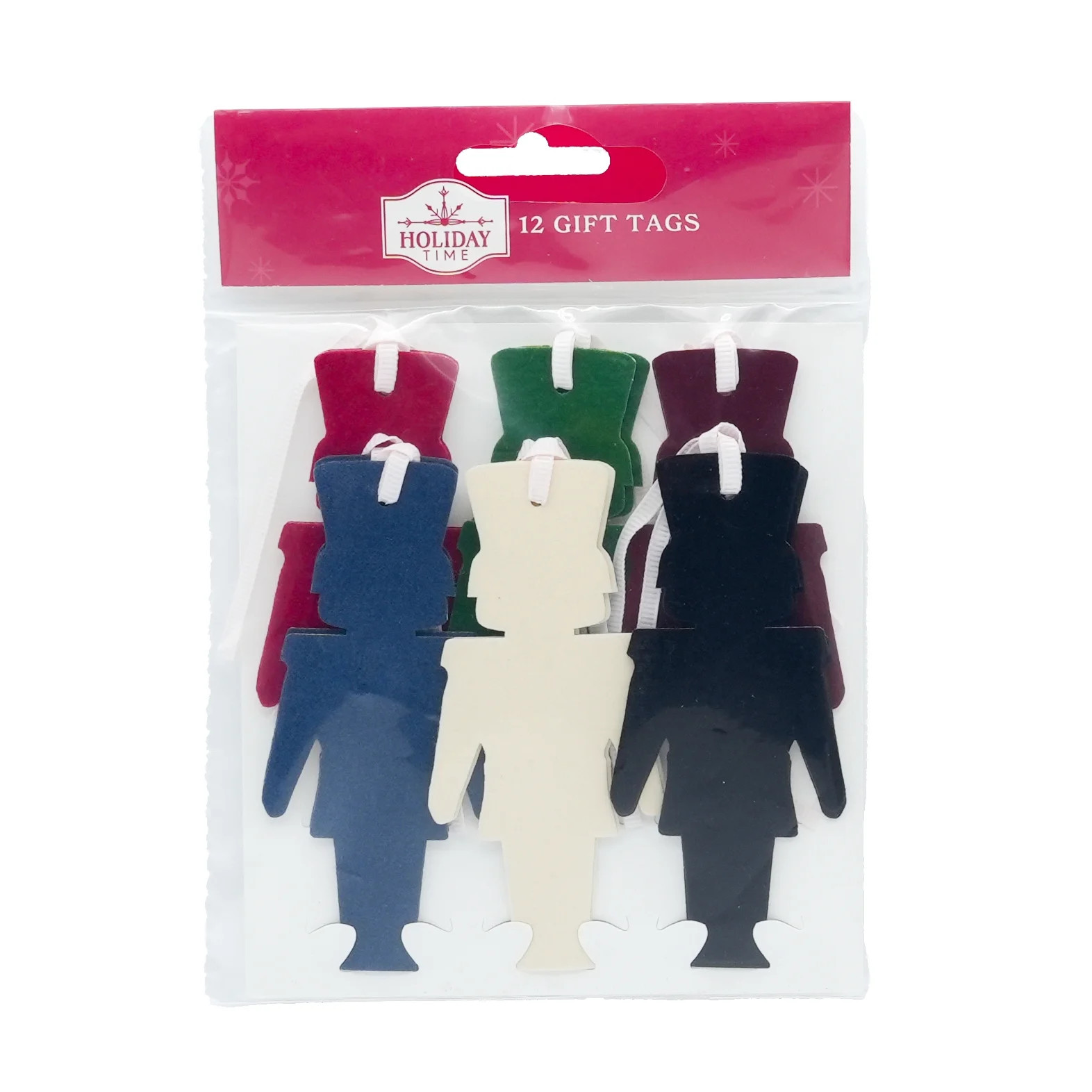 Luxe Soft-Touch Nutcracker-Shaped Gift Tags, Multicolor, 12 Count, by Holiday Time - Walmart.com | Walmart (US)