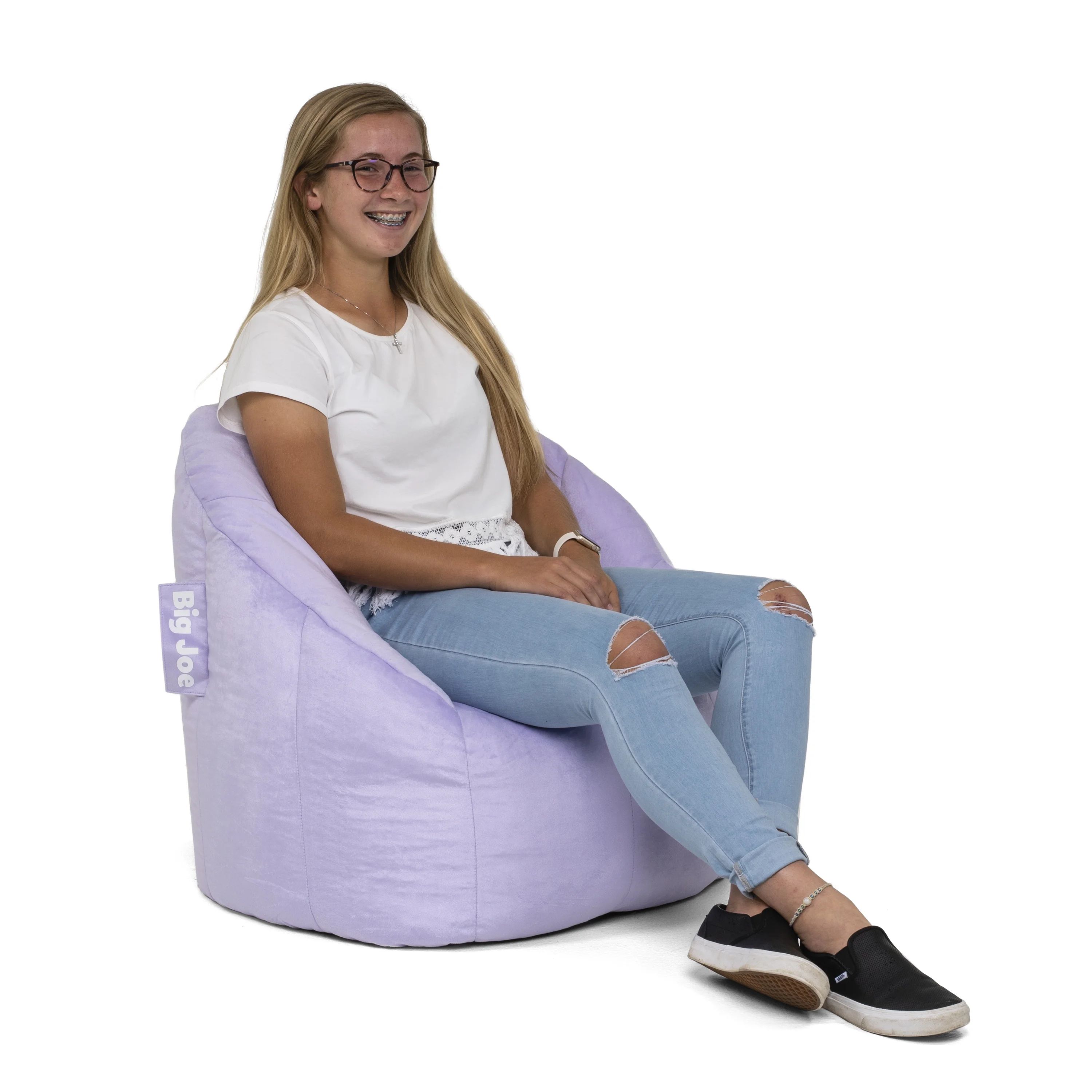Big Joe Joey Bean Bag Chair, Purple Plush Fabric - Walmart.com | Walmart (US)