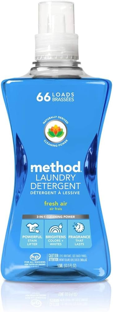 Method Liquid Laundry Detergent, Fresh Air, 66 Loads Per Bottle, Hypoallergenic + Biodegradable F... | Amazon (US)