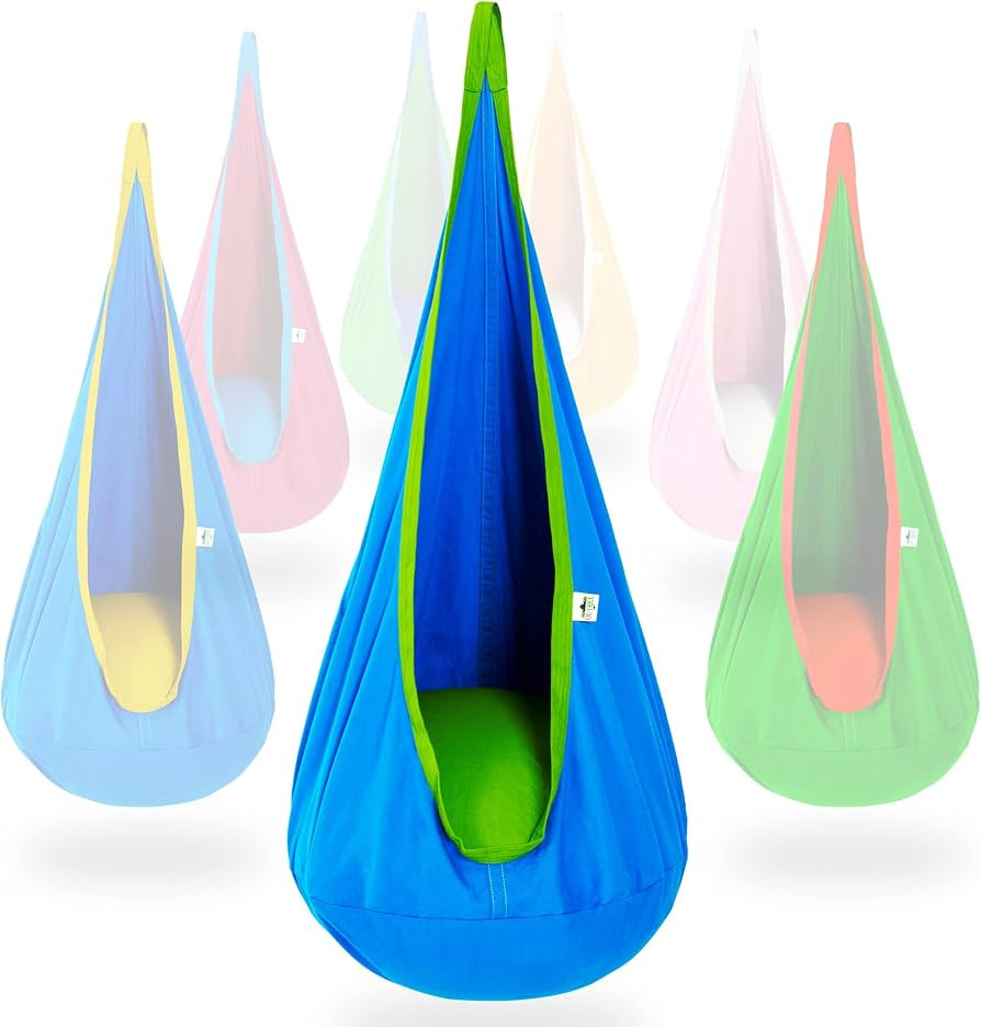OUTREE Kids Pod Swing Seat Cotton Child Hammock Chair for Indoor and Outdoor use (Blue) | Amazon (US)