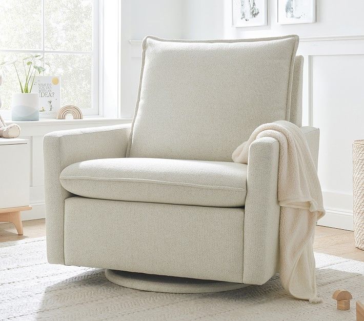 Paxton Chair and a Half Glider Performance Everyday Velvet Ivory | Pottery Barn Kids