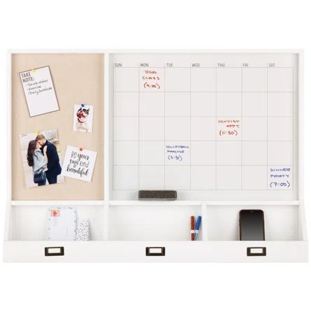 Fabric Key Mail Storage Organizer with Wall Baskets, Whiteboard, Mail Storage and Calendar | Wayfair North America