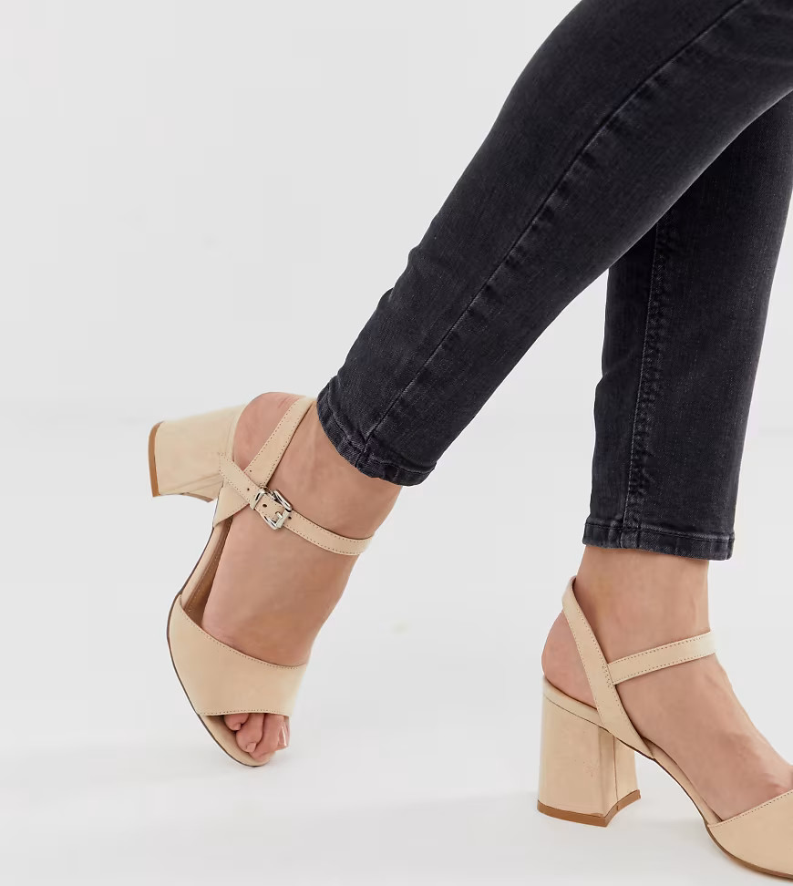 Truffle Collection wide fit block heel sandals-Beige | ASOS (Global)