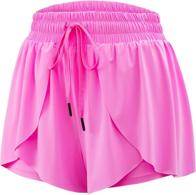 Flowy Running Shorts for Women Workout Athletic Gym Yoga Butterfly Skirt with Pockets Spandex Cut... | Amazon (US)