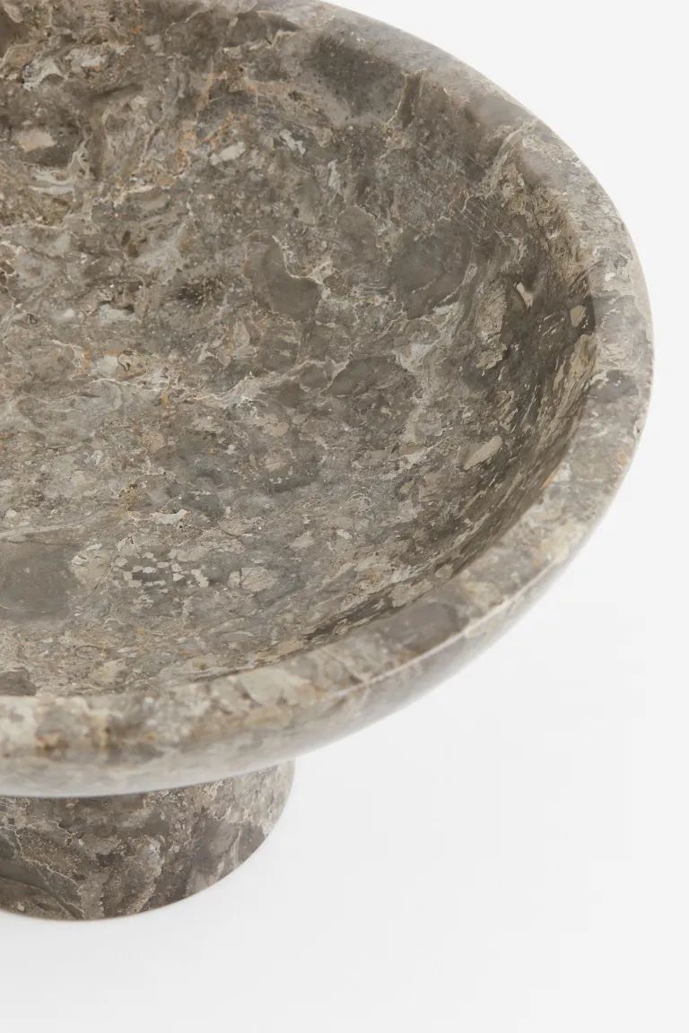 Marble Pedestal Bowl - Gray/marble-patterned - Home All | H&M US | H&M (US + CA)