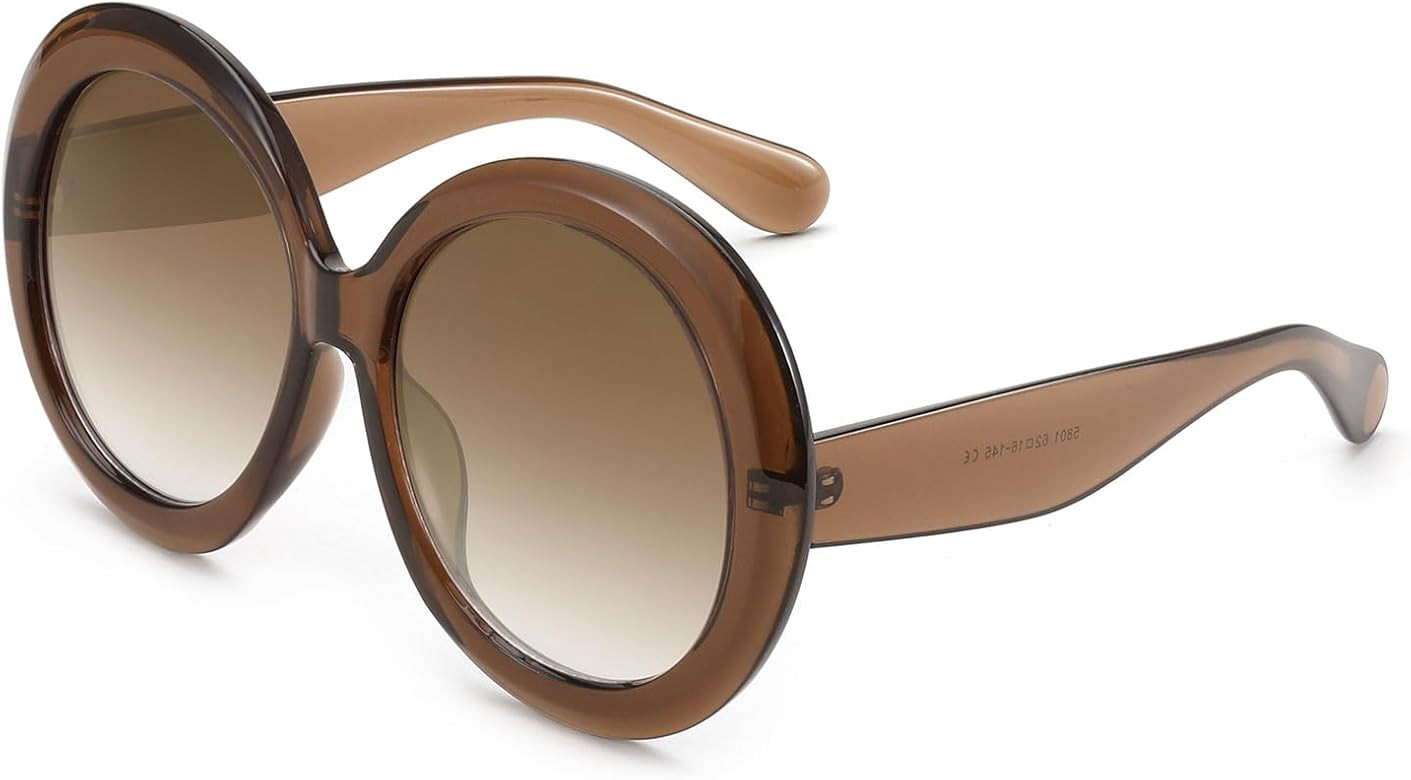 Karsaer Retro Oversized Round Sunglasses Women & Men, 70s 80s Fashion Trendy Big Shades K7155 | Amazon (US)