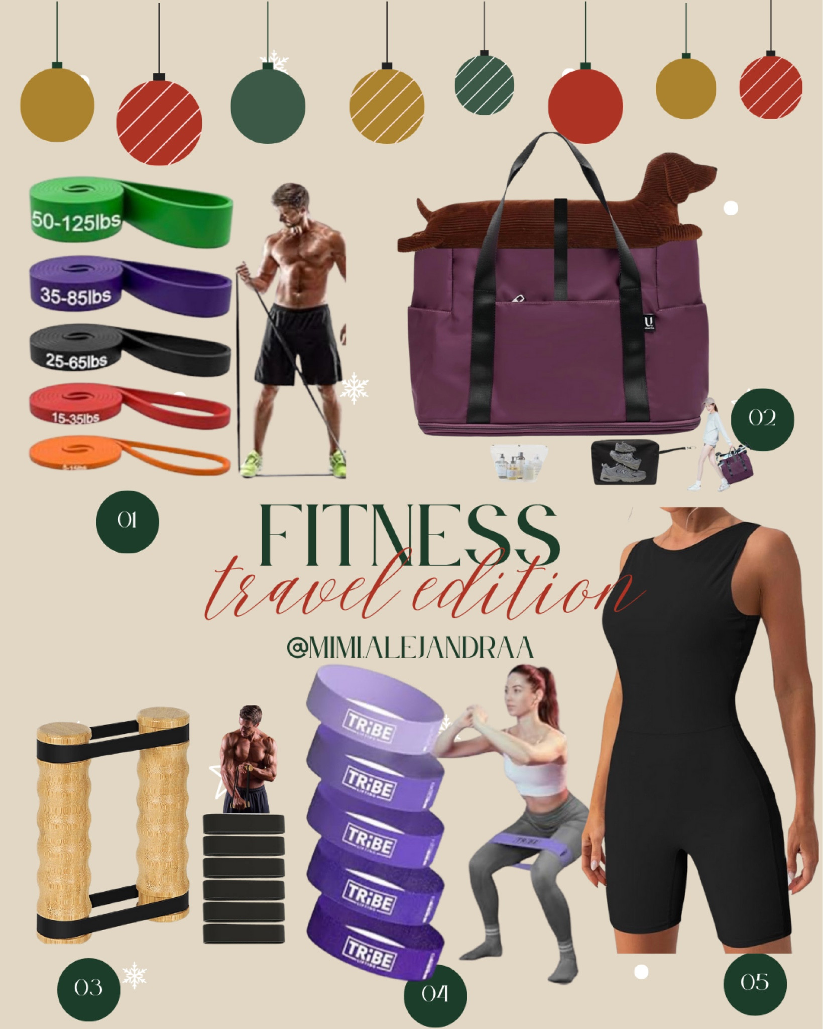 Fitness while traveling when there is no gym. Resistance bands, my favorite gym bag and Amazon romper. Size down for romper to have more compression.

#LTKFitness #LTKGiftGuide #LTKTravel
