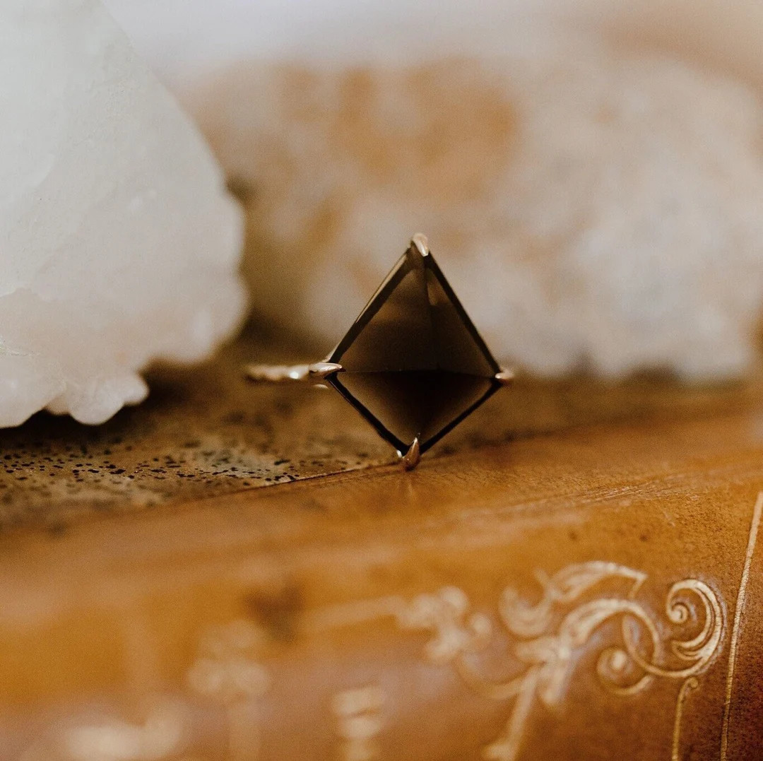 Smoky Quartz Ring, Black Onyx Ring, Sterling Silver Ring, Prong Set Ring, Smoky Quartz Jewelry, M... | Etsy (US)