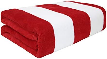 Exclusivo Mezcla 100% Cotton Oversized Large Beach Towel,Pool Towel (Cabana Stripe,Red 35"x70")... | Amazon (US)