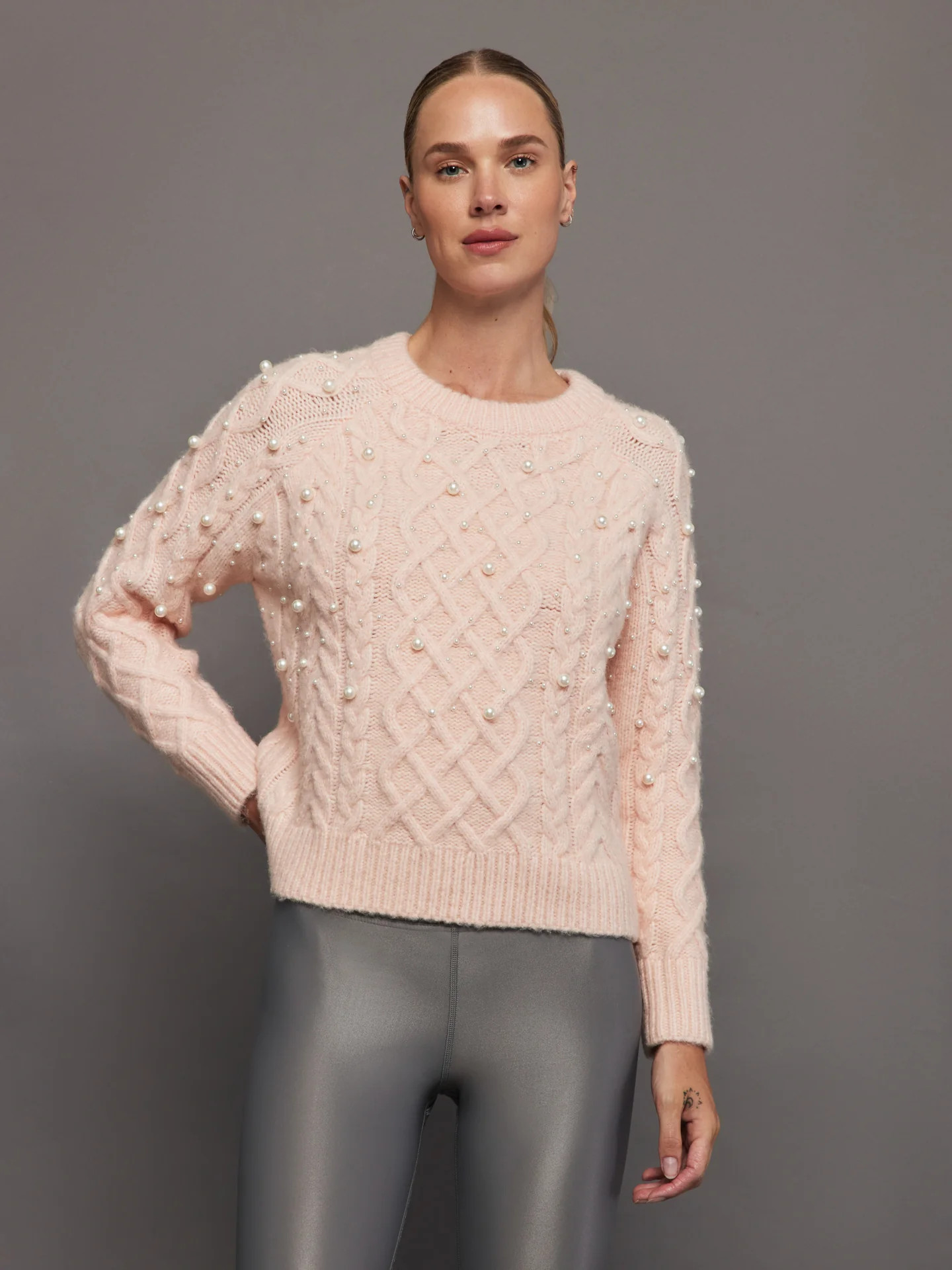 Pearl Embellished Sweater - Rose Cloud | Carbon38