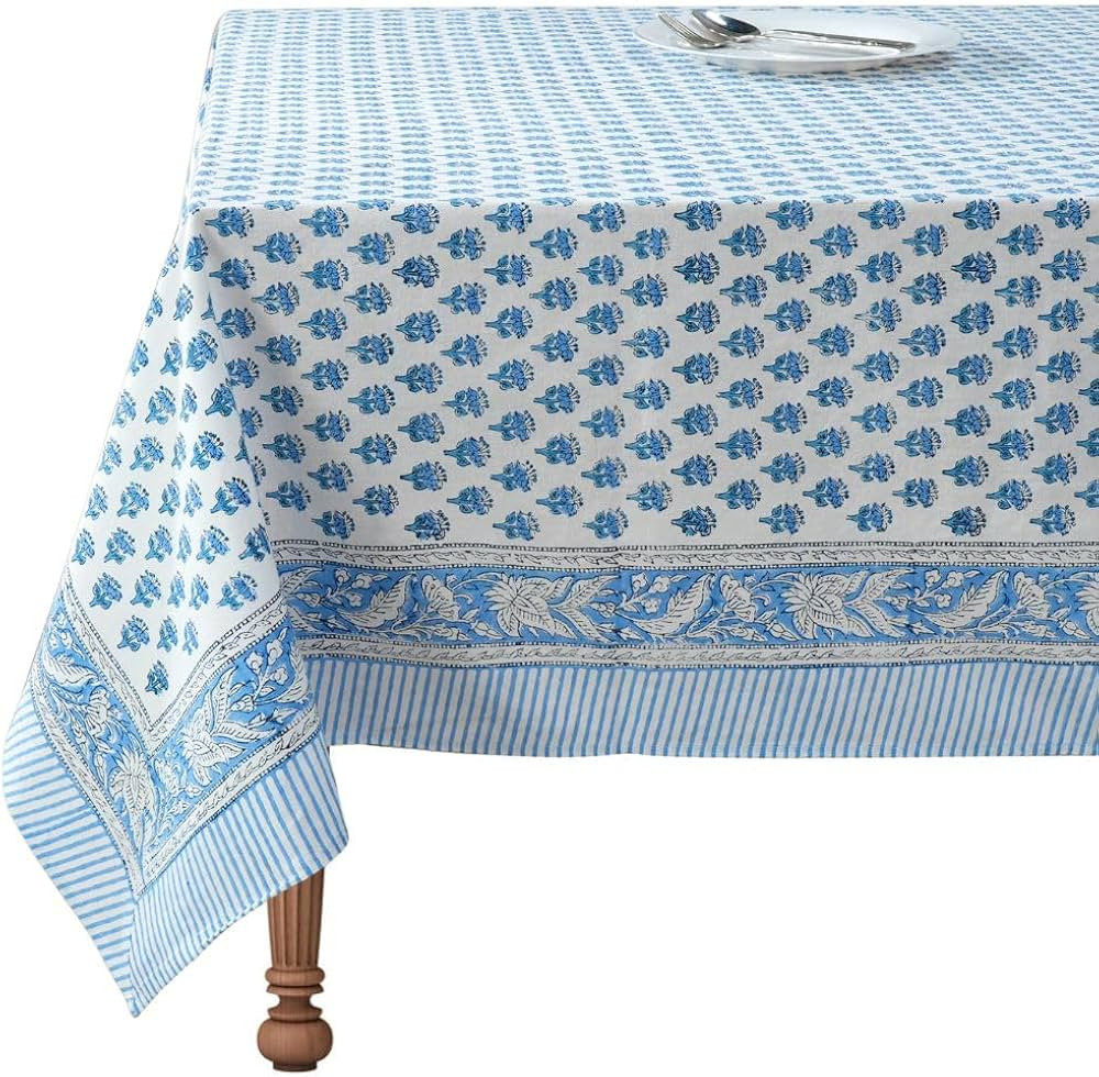 CPC Tablecloth 100% Cotton 60"x60" Indian Block Print Square Table Cover, Table Cloth for Wedding... | Amazon (US)