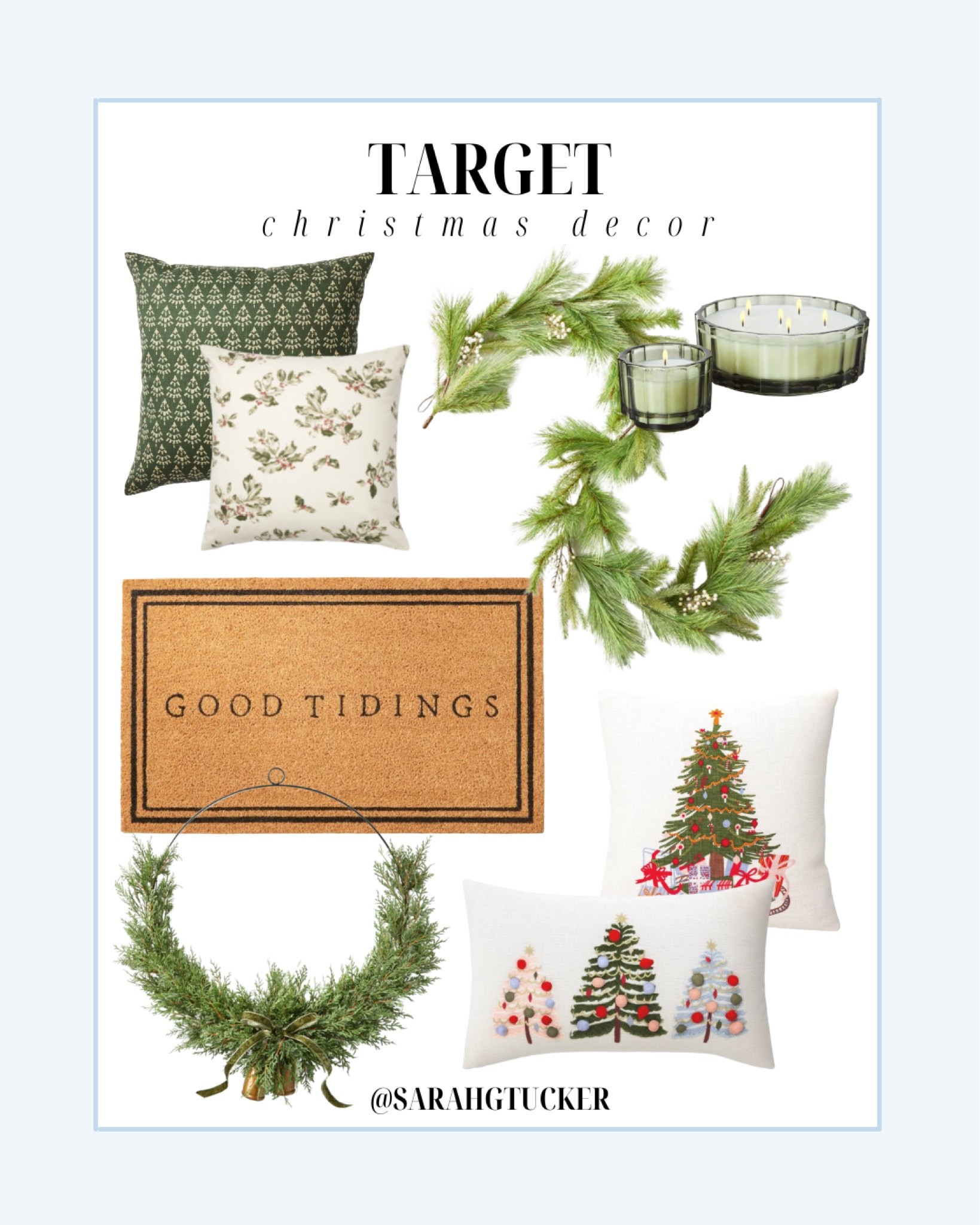 Target Christmas decor, Target home, Target Christmas finds, Christmas doormat, Christmas garland, Christmas wreath, Christmas pillows, Christmas candle, holiday decor

#LTKHoliday #LTKunder50 #LTKhome