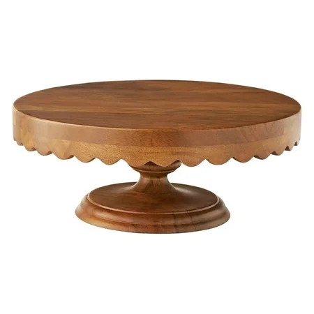 Durable Scallop Acacia Wood Cake Stand | Pedestal Stand | For Everyday & Special Occasion Dessert... | Walmart (US)