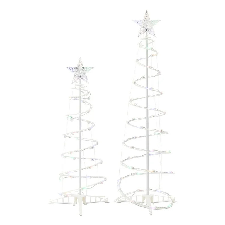 Indoor/Outdoor LED Light-Up 8-Function Color-Changing Spiral Christmas Trees, Cool White to Multi... | Walmart (US)