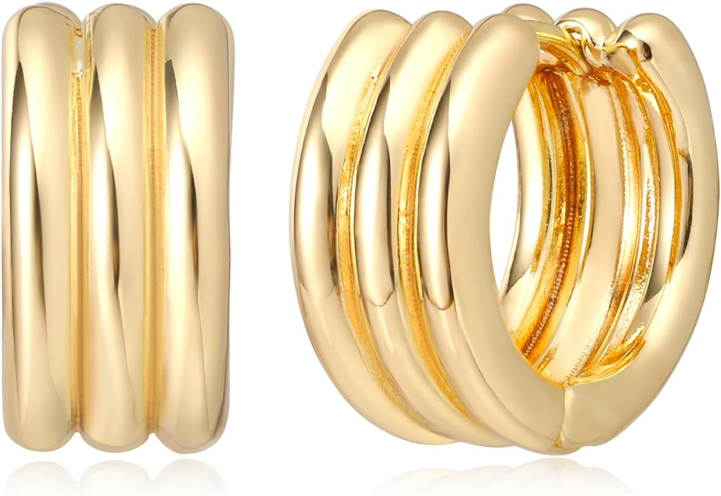 MYEARS Women Earrings Gold Huggie Hoop 14K Gold Plated Small Simple Hypoallergenic Everyday Jewel... | Amazon (US)