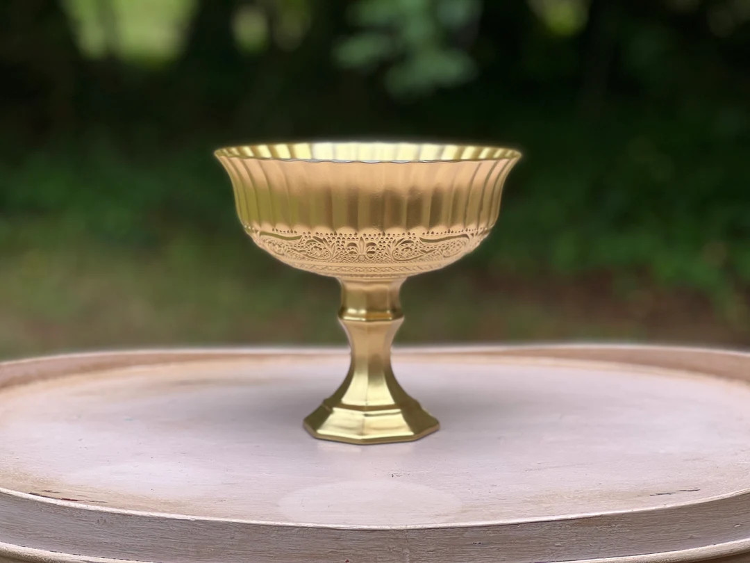 Gold Compote Bowl, Gold Compote Vase, Pedestal Vase, Wedding Centerpiece, Floral Centerpiece, Flo... | Etsy (US)