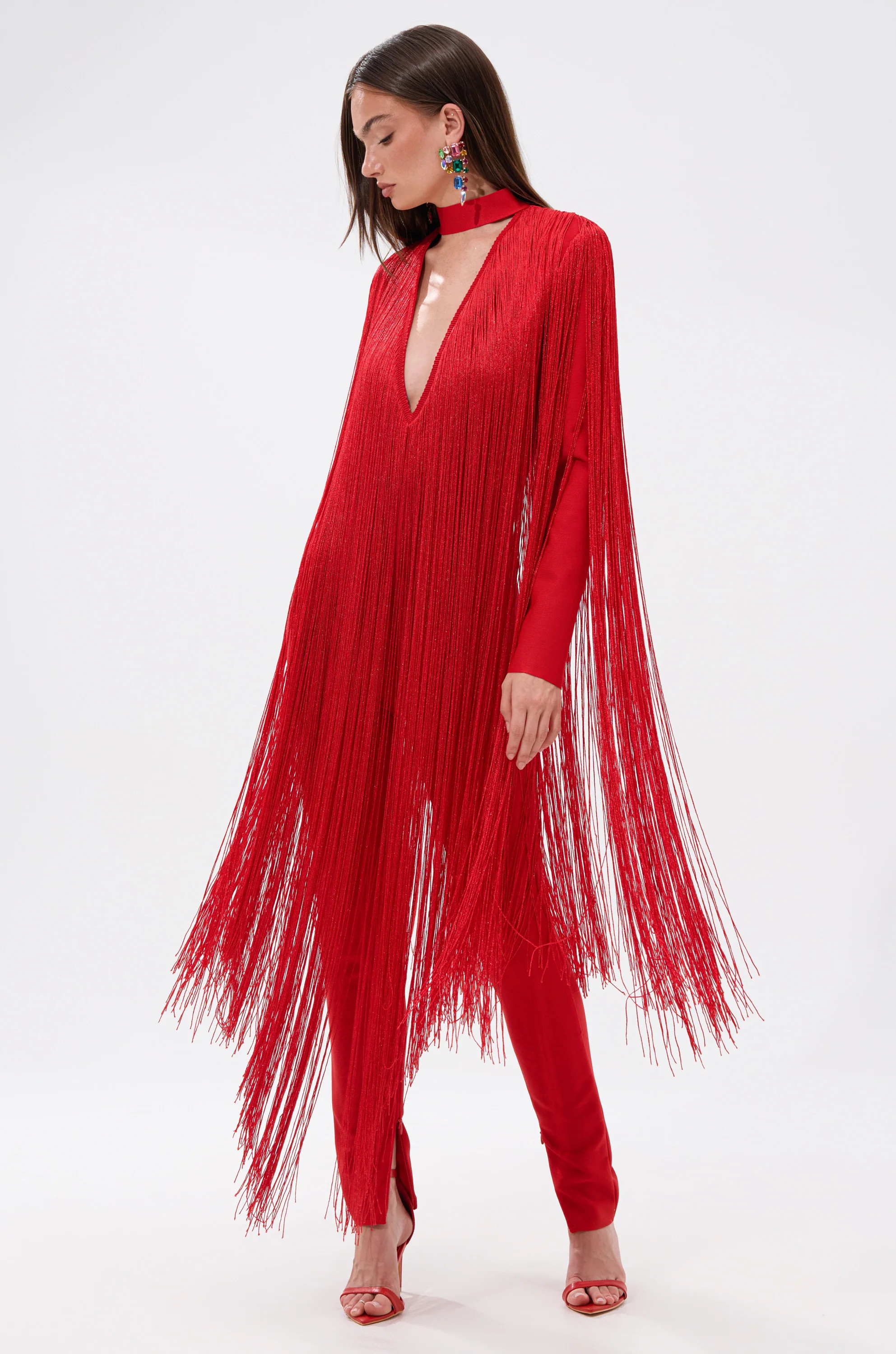 BELLE BANDAGE JUMPSUIT WITH FRINGE | AKIRA