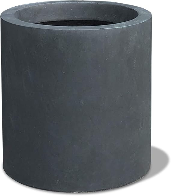 Kante 9.8" Dia Concrete Outdoor Modern Cylindrical Planters, Charcoal | Amazon (US)