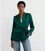 Tall Satin Belted Modern Blazer | LOFT