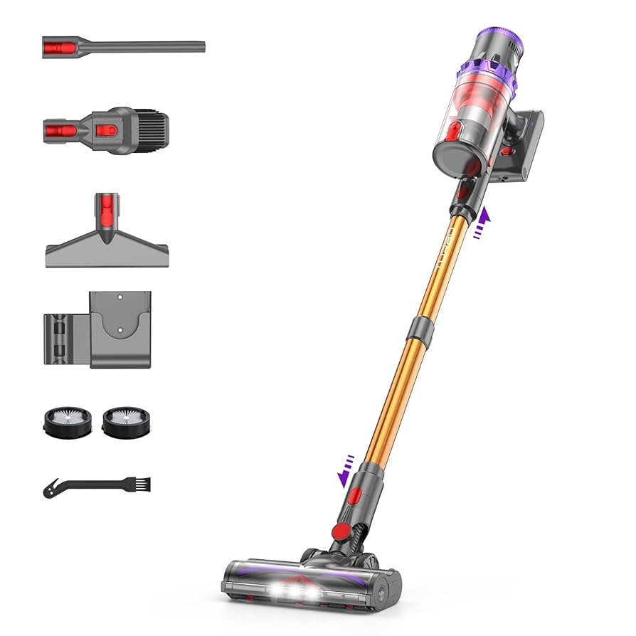 Coovy Cordless Vacuum Cleaner SU7, 580W 45Kpa 75 Minutes Runtime Stick Vacuum with Touch Screen, ... | Amazon (US)