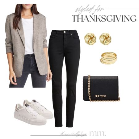 Thanksgiving outfit idea- black jeans, blazer and white sneakers 

#LTKSeasonal #LTKstyletip #LTKHoliday