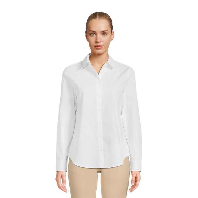 Time and Tru Women's Long Sleeve Button Down Shirt | Walmart (US)